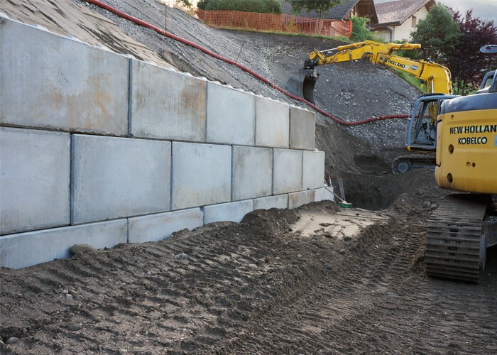 Exemple de Mur de soutènement en blocs béton empilables